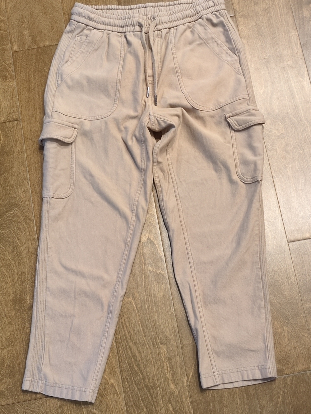 Athletha Cargo Crop Jogger Pants in Light Beige Size 2